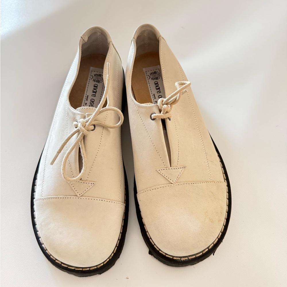 Andre Assous Cream Lace-Up Shoes